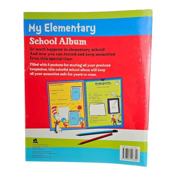 K-5 Dr. Seuss My Elementary School Album Cat in the Hat Pockets to Hold Items - Picture 3 of 4